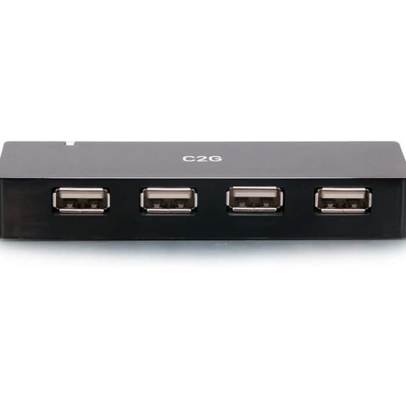 4- Port USB-A Hub with 5V 2A Power Supply C2G Compact Black USB Hub - Picture 2 of 5